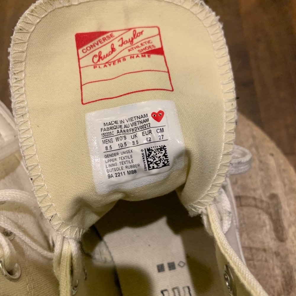 Converse Chuck Taylor Hidden Heart X Comme Des Garcins Play - Picture 9 of 12